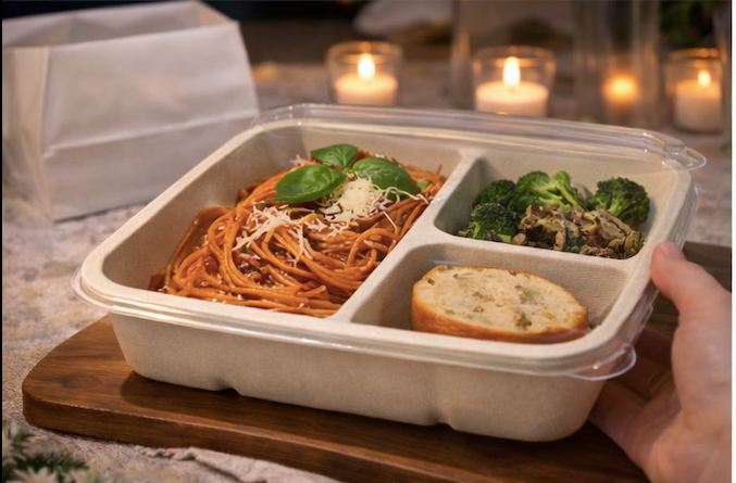 9x9 3 Compartment Container with Lid